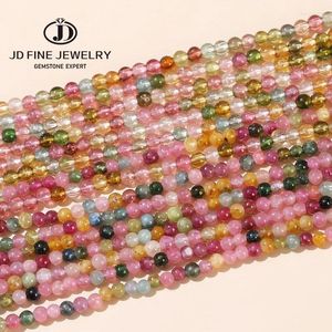 Loose Gemstones 5A Natural Ice Candy Color Tourmaline Beads 3mm Spacer Tiny Bead For Jewelry Making Diy Bracelet Necklace Accessory