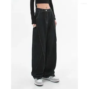 Women's Jeans Men's And Casual Baggy Loose Stitching Design High Street Black Straight Pants Y2k Boyfriend For Women 5XL