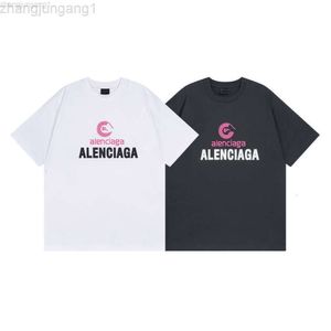 24SS Projektant Blenciaga T Shirt Baleciaga High Version Paris Fashion Brand B Family 2024 Summer New Print Mens i damski swobodny luźny koszulka z krótkim rękawem