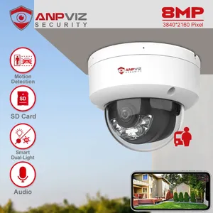 ANPVIZ 4K POE IP Dome Camera Outdoor Smart Dual Light Color VU 30M IP67 CCTV Nadzór wideo SD Glotka karty SD Wykrywanie człowieka/samochodu