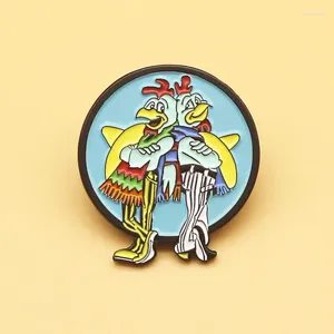 Broşlar xm-funny emaye metal rozeti kırma kötü kızarmış tavuk dükkanı karikatür broş erkek ve kadın gömlek dekorasyon pin anime aksesuarları