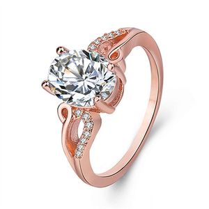 Кольца Bling Cz Кольца для женщин Цвет розового золота Обручальное Anel Feminino Подарки Ее милое кольцо в форме кубика сахара Прямая доставка Dhgqo