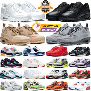 90 Max Running Shoes 90s Mens Trainers Leather Triple Black UNC Urplus Cargo Khaki Be True Orange Camo Grape Hyper Cool Grey Have Outdoor Sports Maxs 90 Air Sneakers