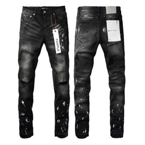 Мужские джинсы Фиолетовые брендовые джинсы American High Street с потертостями черной краски 9002