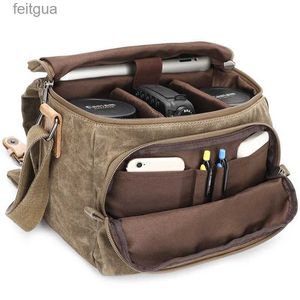 CAMERA PAG Accessories Vintage Canvas Photography Shoulder Bag Sling Slr Carrying Case Liten Travel Casual Messenger Väskor för YQ240204