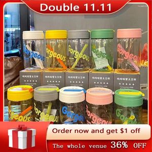 Water Bottles 500/600ml Juice Milk Plastic Cup With Lid Straw Bubble Tea Coffee Cups Large Capacity Drinkware Transparent