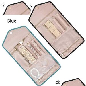 Caixas de jóias moda rolo dobrável saco acessórios de viagem organizador caso para pulseiras de viagem diamante colar broche titular gota d dhvg5