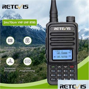 Walkie Talkie Retevis Rt85 Ham Двухсторонняя радиостанция 5W Talkies VHF UHF Двухдиапазонный любительский Ht для охоты 230830 Drop Delivery Electr Dhsew