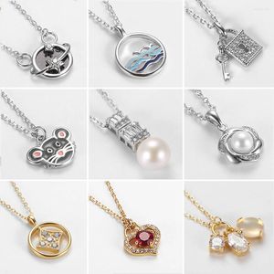 Pendants S925 Chain Necklace For Women 2024 Hollow Out Jewelry On The Neck Pearl Heart Pendant Necklaces Fashion Accessories