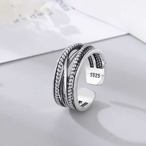 Band Rings S925 Sterling Silver Wrapped Ring Womens Style Worn Open Adjustable Index Finger Ring Personalized Thai Silver Ring Vpi4