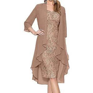 Торжественное платье, комплект, женский наряд, элегантный цветочный узор, кружево, винтажный комплект из двух предметов, женский вязаный кардиган, платье для банкета 240129