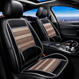 Capas de assento de carro 2 pcs universal verão respirável ventilação cintura massagem almofada almofada de resfriamento de aço acessórios de bambu