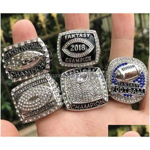 14pcs 2011 - 2023 Year Fantasy Football Team Champions Championship Ring with Wooden Box Souvenir Men Fan Gift 2022 Drop Delivery Dh9fc