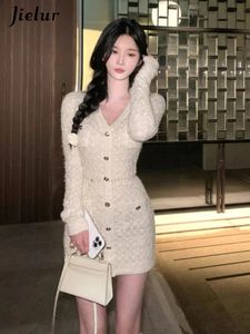 Jielur French Elegant Slim Sticke Dress Short Party Dress Korean Fashion Sexy Bodycon Y2K Mini Dress Woman Chic 240202