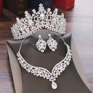 Hårklipp barock kristallvatten droppe brud smycken set strass tiaras krona halsband örhängen för brud bröllop dubai set