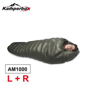 Kamperbox temperatura fria inverno saco de dormir para baixo saco de dormir inverno acampamento saco de dormir duplo 240122