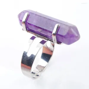 Klusterringar Vackra smycken Party Natural Stone Amethyst Gem Reiki Chakra Justerbar ring för Women Gift IX3028