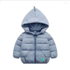 Down Coat 1-5Y Children Cotton Jacket Autumn Winter 2024 Baby Boys Girls Cartoon Dinosaur Light Zipper Hooded Kids Clothes