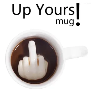 Mugs Creative Design White Middle Finger Mug Novelty Style Mixing Coffee Milk Cup Funny Ceramic 300ml Capacity Water