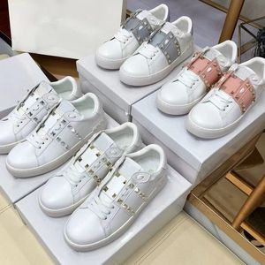 Designer Casual VT Sapatos Low Flat Open Sneakers Plataforma Homens Mulheres Couro Preto Branco Sapato Luxo Bezerro Vintage Sports Moafers Moda Itália Treinadores