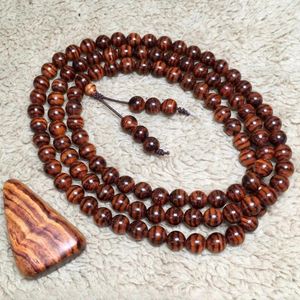 Link Bracelets NATURAL Hainan Yellow Rosewood Buddhist Prayer Beads Bracelet With Tiger Striped Pearls And Sea For Men Women