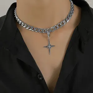 Choker proste unisex przystojny punk cross wisiork naszyjnik