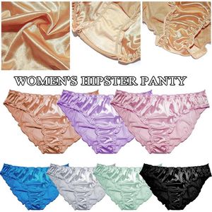 Women's Panties 2024 Ladies Frill Trim Satin Briefs Ice Silk Seamless No Show Underwear Invisible Tanga Bragas