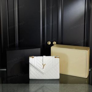 New Designer envelope Envelope Bag Small Caviar Envelope Bag Women leather quilted flap Purse Luxury Handbag Black Khaki White adjustable sliding Chain Handbag