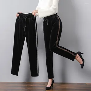 Calças femininas senhoras veludo/unvelvet ouro veludo cintura alta tamanho grande tubo reto engrossado calças casuais sweatpants leggings