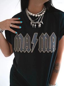 Kadın Tişörtleri Mama Rock Out Baskı Vintage Gömlek Kadınlar Harajuku Yaz Külte Tee Kısa Kollu 90s Femme Üst estetik Giysiler