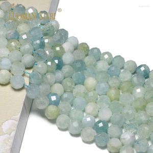 Lösa ädelstenar naturliga stenfasetterad mix färg aquamarine blå runda ädelstenpärlor för smycken som gör DIY -armband halsband 6/8/10mm