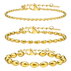 Link pulseiras 2mm-5mm azeitonas frisadas pulseira de corrente para mulheres de aço inoxidável em camadas ajustáveis