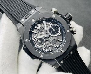 42mm Men's Chronograph Watch Men Watches Automatic Cal.1280 Movement Ceramic Case BbF Skeleton Sport Valjoux Sapphire Crystal Eta Rubber Wristwatches