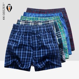 Herren-Unterwäsche, Boxershorts, lässige Baumwolle, Schlafunterhose, hochwertig, kariert, locker, bequem, Homewear, gestreiftes Höschen 240117