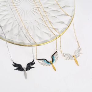 Pendant Necklaces Design Women Angel Wings Collarbone Chain Necklace Fashion Stainless Steel Jewelry Valentine'S Day Birthday Gift