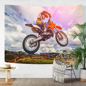 Tapissries Motocross Racer Tapestry Extreme Sport Wall Hanging For Kids Boys Girls Bedroom Decor Art Living Room