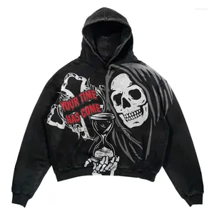 Women's Hoodies Y2k Clothes Goth Harajuku Grunge Sweatshirts Oversized Hoodie Printed Pattern Anime Long Sleeve Black Pullover Streetwear