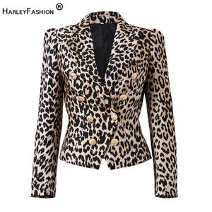 Primavera outono personalizado tecido qualidade preço de pechincha feminino clássico leopardo priting magro rua blazers jaquetas femininas 240129