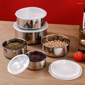 Dinnerware 5Pcs/Set Stainless Steel Lunch Bento Box With Lid Reusable Refrigerator Crisper Bowl Food Storage Container Kitchen Accessories