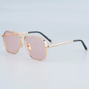 Sunglasses JMM STELLAR Pure Titanium Double Bridge Geometry Men Classical Eyeglasses Gold Designer Uv400 Gradient Lens Eyewear