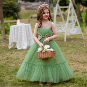 Vestidos de menina Summer Kids Kids Green Lite Princess Dress Red Tulle Birthday Birthday Ball vestido de bola Carnival Costume de concurso para 1-12-ano