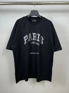 Paris Plus Camiseta Designer Mens Camiseta 100 Algodão Manga Curta Top Vestuário Luxo Carta Imprimir Alta Qualidade Mens Plus Size Tees Pano Oversize XS-L