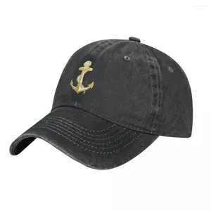 Ball Caps Gold Anchor Denim Baseball Cap Ocean Outdoor Sport Trucker Hat Summer Casual Men Women Stylish