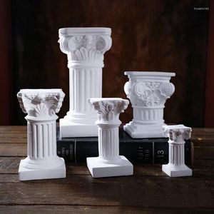 Dekorativa figurer stor storlek Roman Pillar Grekisk kolonnstaty Pedestal Candlestick Stand Figurskulptur Hemma Matsal Garden