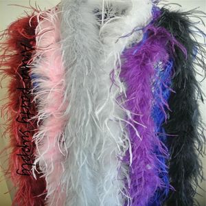 Dyed Colorful Ostrich Feather Boa Real Ostrich Feathers Trim for Wedding Party Clothing Craft Decoration Accessories 2 Meters 240119