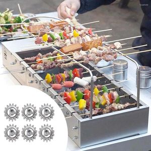 Werkzeuge 6PCS BBQ Zubehör DIY Rahmen Getriebe Picknick Automatische Rotierende Grill Werkzeug Elektrische Motor Getriebe Alle Arten Flache Backen nadel