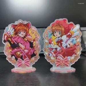 Portachiavi Anime del Giappone Card Captor Sakura Figure KINOMOTO Cosplay Acrilico Espositori E Alzate Modello Carino Desk Decor Prop Ventole Regalo Di Natale