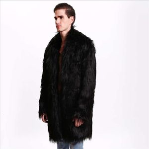 Casaco de pele masculino da moda outono e inverno imitação de lã terno gola oversized engrossado quente longo blusão moda casual uq95