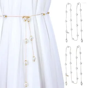 Belts Exquisite Simple Metal Buckle Female Alloy Waistband Pearl Waist Belt Chain Accessories