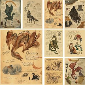 Gemälde Dementor Drache Basilisk Wandkunst Leinwand Gemälde Dekor Grauer Wolf Phönix Thestral Einhorn Poster und Druck